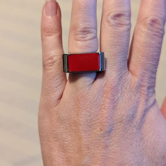 NWT YSL Red Color Block Ring, sz 6 - Picture 4 of 6